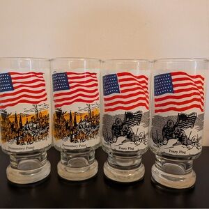 Set of 4 American Flag Glasses